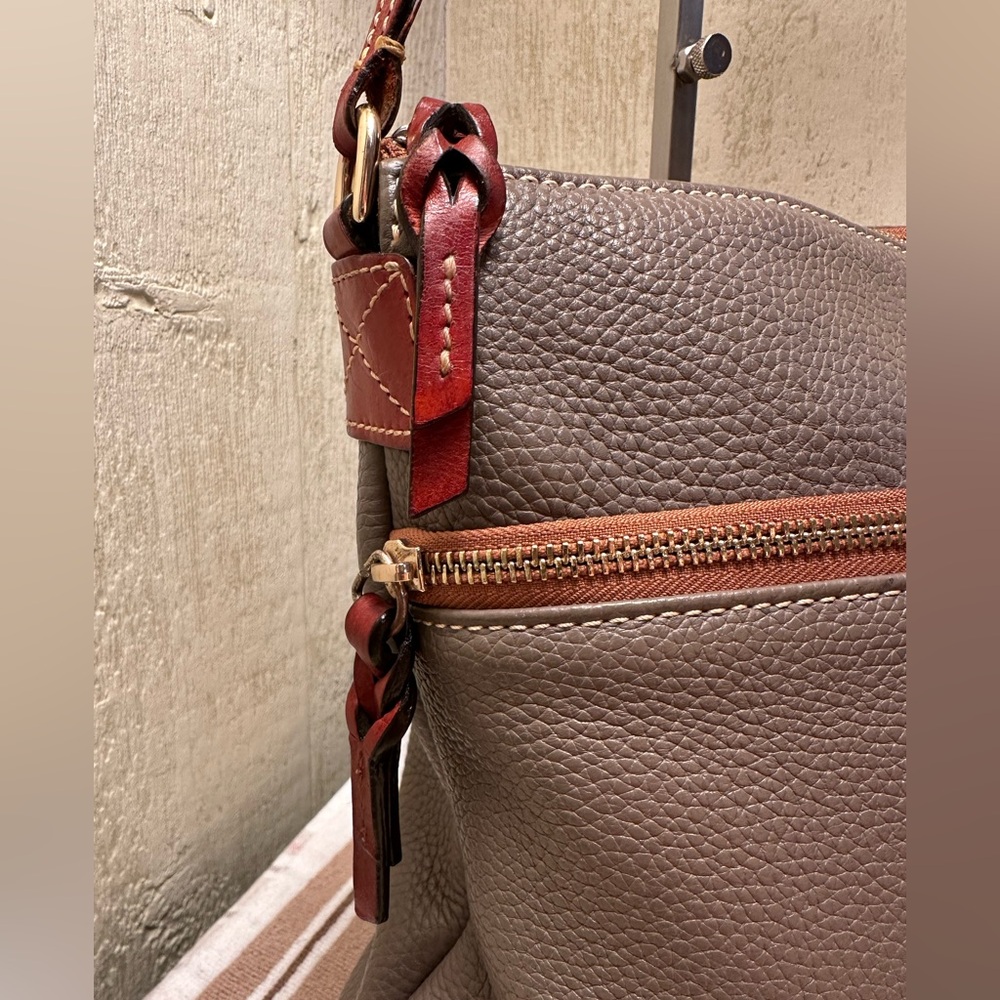 Dooney & Bourke Gray and Brown Leather Crossbody - Picture 2 of 8
